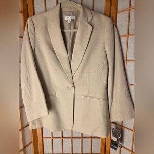 NWT WOMENS NINE WEST HIGH RISE BEIGE LINEN/VISCOSE MIX BLAZER SIZE MEDIUM